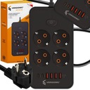 Удлинительный кабель с выключателем, 5 м, 4 розетки + 4xUSB + 2xUSB-C