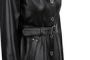 Čierny Dámsky kožený kabát klasický s remienkom DORJAN KRN450 XS Zapínanie gombíky