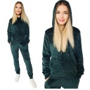 МОДНЫЙ ВЕЛЮРОВЫЙ КОМПЛЕКТ С КАПЮШОНОМ: ТЕМНО-ЗЕЛЕНЫЙ L