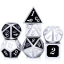 ЧЕРНО-БЕЛЫЙ НАБОР ИЗ 7 МЕТАЛЛИЧЕСКИХ КУБИКОВ ДЛЯ РПГ