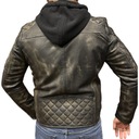 Pánska kožená bunda Motocyklová ramoneska s kapucňou - 6XL Materiál koža