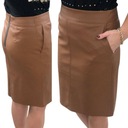 D72 ЮБКА ИЗ ЭКО-КОЖИ С КАРМАНАМИ Ц.БЕЖЕВЫЙ R.46