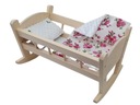 KOŁYSKA DLA LALEK DREWNIANA + POŚCIEL