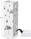 Stojan na dáždniky KOV 15,5x15,5x49 BIELY Kôš s odkvapkávačom +HÁČIKY Kód výrobcu LUC49W