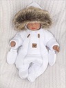 Kombinezon zimowy kurtkowy z futerkiem biały 68 Wiek dziecka 3 m +