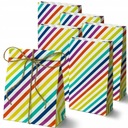 10 x Torebki PAPIEROWE 16x8x27cm KOLOROWE w PASKI KLOCKOWE NA SŁODYCZE