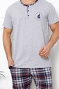Классическая хлопковая мужская пижама NETi с короткими рукавами, серая