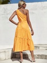 Sukienka asymetryczna midi boho żółta S 36 Dekolt asymetryczny