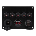 АВТОМОБІЛЬНИЙ 12-24V 5 GANG TOGGLE ПАНЕЛЬ ПЕРЕКЛЮЧАТЕЛІ Z ПОДВIЙНИМ USB I MIERNIKIEM НАПРУГИ  (18360503663) фото min 7