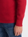 Pánsky pletený sveter s rozopínateľným stojačikom červený V8 OM-SWZS-0105 S Veľkosť S