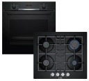 ЧЕРНЫЙ ДУХОВОЙ КОМПЛЕКТ BOSCH + СТЕКЛЯННАЯ ГАЗОВАЯ ПАНЕЛЬ