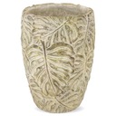 БЕЖЕВО-ЗЕЛЕНЫЙ ЦВЕТОЧНЫЙ ГОРШОК 22x15см С ПАЛЬМОВЫМИ ЛИСТЬЯМИ 20