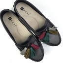 NESSI 18309 черные мокасины с бахромой, размер 41