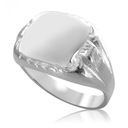 СЕРЕБРЯНОЕ МУЖСКОЕ КВАДРАТНОЕ СИГНАЛЬНОЕ КОЛЬЦО PR 925, С ГРАВИРОВКОЙ