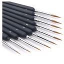 НАБОР НЕЙЛОНОВЫХ ХУДОЖЕСТВЕННЫХ КИСТЕЙ X10 ТОНКИХ ПРОФЕССИОНАЛЬНЫХ КРАСОК