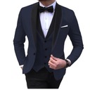 Blue Slit Mens Suits 3 Piece Black Shawl Lapel Cas Marka bez marki