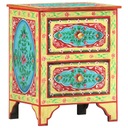 vidaXL Ručne maľovaný nočný stolík, 40x30x50 cm, masívne mangovníkové drevo Montáž nešpecifikovaný