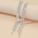 Длинные серьги-нитки с серебряными кристаллами, подвесные блестящие 12см