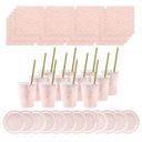 Набор тарелок, чашек, салфеток, трубочек - РОЗОВЫЙ