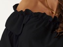ŠPANIELKA elegantná dámska oversize blúzka zvlnený volánik bufki L/XL Výstrih odkryté ramená