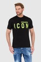 DSQUARED2 Čierne tričko s neónovým logom ICON XXL Dominujúca farba čierna