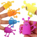 SILIKONOWE PACYNKI NA PALCE DLA DZIECI KOLOROWE POTWORKI 4x DO ZABAWY