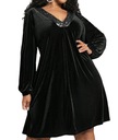 Czarna elegancka welurowa sukienka na sylwestra studniówkę plus size 54 5XL