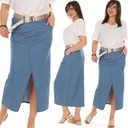 F665 Джинсовая ЮБКА миди с карманами