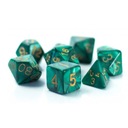 ZIELONY WISIOR ZESTAW 7 JADEITOWYCH KOŚCI RPG