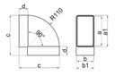 ГОРИЗОНТАЛЬНОЕ ВЕНТИЛЯЦИОННОЕ КОЛЕНО 90 градусов. ДЛЯ ПЛОСКОГО КАНАЛА 204х60мм ВЕНТС 550