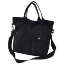 ЖЕНСКАЯ ЧЕРНАЯ ЛЕГКАЯ СУМКА С КАРМАНАМИ НА ПЛЕЧАХ