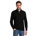 Pletený pánsky sveter s rozopínateľným stojačikom čierny V3 OM-SWZS-0105 S
