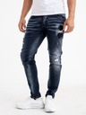 Módne Pánske džínsové nohavice s dierami čierne 30