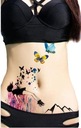 Наклейка для татуировки с разноцветными цветами и бабочками 108