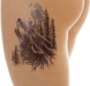 Моющаяся татуировка водный волк, лес, горы, воющий на луну, синее плечо, 21 см