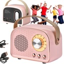 BEZPRZEWODOWY GŁOŚNIK BLUETOOTH PRZENOŚNY RADIO FM USB MP3 RÓŻOWY RETRO