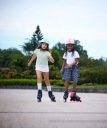 Роликові ковзани GO SKATES з переднім колесом, що світиться, розм. 34-37, чорно-рожеві