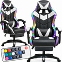 Gamer szék LED forgó SZÁMÍTÓGÉPES JÁTÉKOS szék FOX-10 FEHÉR-FEKETE