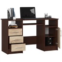 Компьютерный стол для офиса коричневого цвета, 124 см.