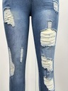 Úzke džínsy v páse na šnúrku, roztrhané diery, rozstrapkaný lem, oprané Dĺžka nohavíc dlhá