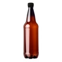 ПЭТ-бутылка 1 л для пива, сидра, вина, коричневая крышка.