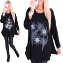 КОМФОРТНАЯ ТУНИКА ЧЕРНАЯ ПОЛОСКА ЦВЕТЫ 626А