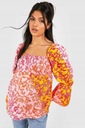 Boohoo NG2 dnt tehotenská blúzka zvlnenie floral print XL Veľkosť XL