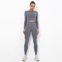 Joga Pilates Oblečenie pre ženy 2 Crop Top Set,M Obsah súpravy tričko s dlhým rukávom dlhé nohavice