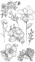 Веточки цветы ТАТУ прочные с цветами лист М142