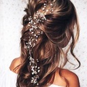 Длинное свадебное украшение для волос - цвет серебра - - 50см