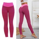 Dámske textúrované nohavice na jogu s vysokým pásom Gym Legíny na cvičenie Fitness S ružové Zbierka as described