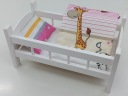 БЕЛАЯ ДЕРЕВЯННАЯ КРОВАТЬ для кукол + ПОСТЕЛЬНОЕ ПРИНАДЛЕЖНОСТИ