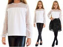 Элегантная белая тюлевая БЛУЗКА SCHOOL 140 KD838