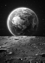 Постер ЗЕМЛЯ ЛУНА КОСМОС ЧЕРНО-БЕЛЫЙ А1 59,4х84,1см #214